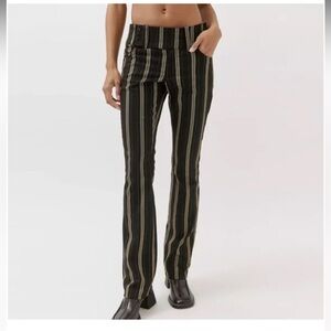 NEW Urban Outfitters Womens Marcella Flare Pants Sz 6 Y2K Retro Striped Metallic